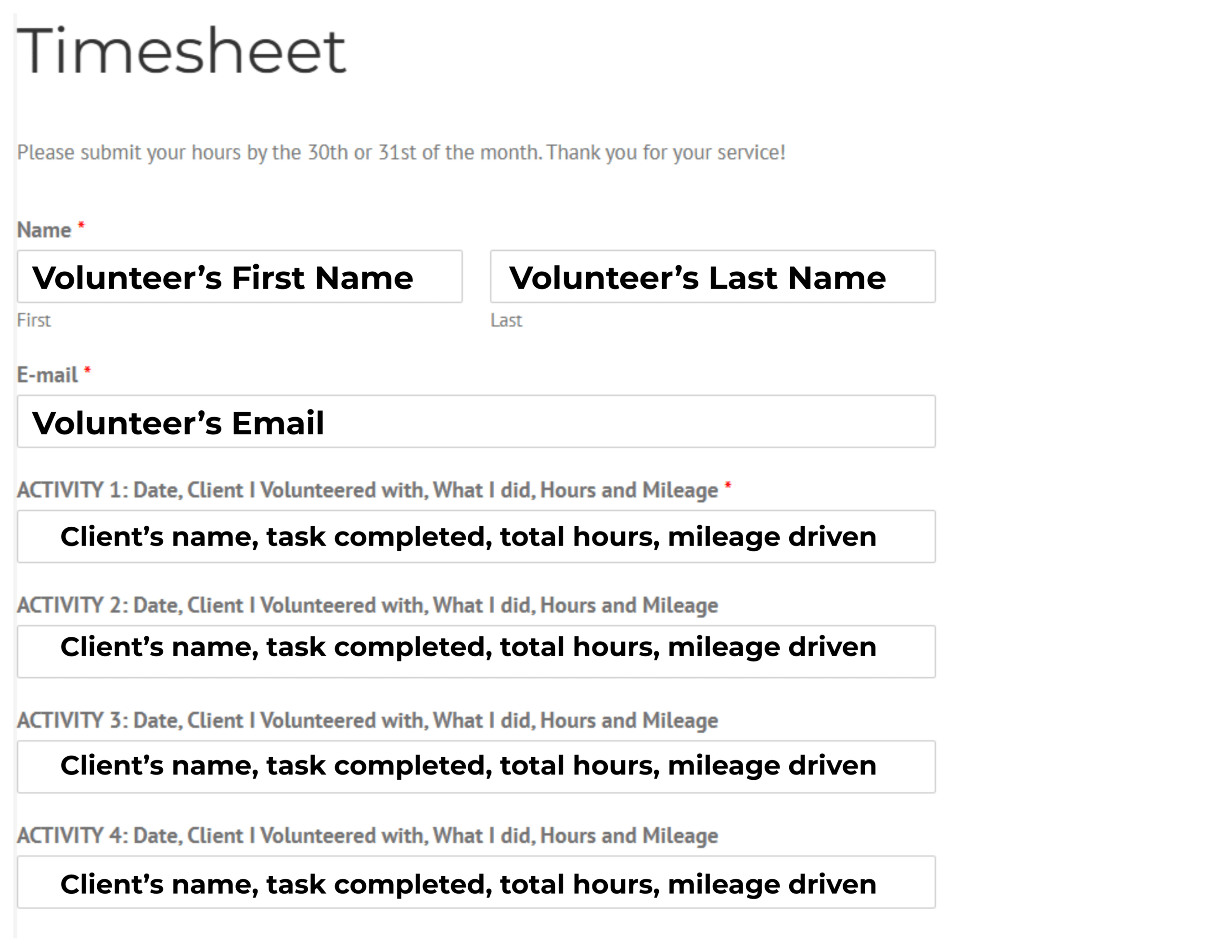 Volunteer’s First Name